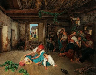 Förbereder firandet av vinskörden, 1860.