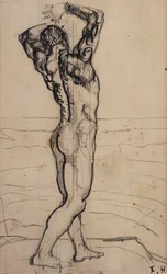 Male Act, Study for the Truth, c.1901-02 (penna och bläck på papper)