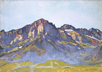 Dents Blanches på Champéry i morgonsolen, 1916.