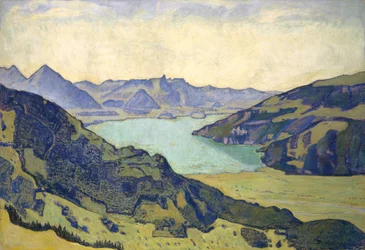 Utsikt över sjön Thun från Breitlauenen, 1906