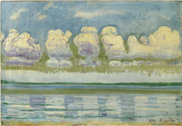 ""Utsikt över Genèvesjön och den schweiziska Jura"" (Genèvesjön med den schweiziska Jura) Målning av Ferdinand Hodler (1853-1918)