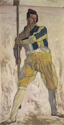 Krigare med hellebard, ca. 1898.
