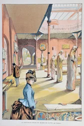 Det nya rummet i medeltidsmuseet i Cluny i Paris 1887, av Ferdinand Joseph GUELDRY (1858-1945) Gravyr från 1887 i "Paris-Illustrous journal weekly"