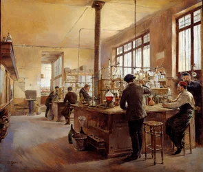 Det kommunala laboratoriet har polisprefekturen boulevard du palace. Målning av Ferdinand Joseph Gueldry (1858-1945)