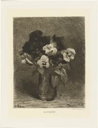 Violer i en vas Blommor (titel på objekt)
