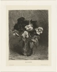 Violer i en vas Blommor (titel på objekt)