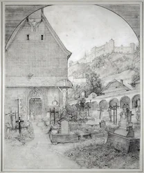 Sankt Peters kyrkogård i Salzburg, Österrike ...