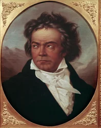 Porträtt av den tyske kompositören Ludwig van Beethoven (1770-1827) vid 49 års ålder (tysk kompositör Ludwig van Beethoven vid 49 års ålder) Målning av Ferdinand Schimon (1797-1852) 1819 Bonn, Maison natale du composer