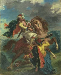 En turk överlämnar sig till en grekisk ryttare, 1856