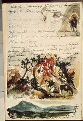 Dokument från Marocko. Teckning av Eugene Delacroix (1798-1863)