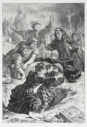 Hamlet: Hamlet och Laertes i Ophelias grav, 1843.