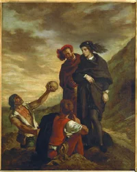 Hamlet och Horatio på kyrkogården...