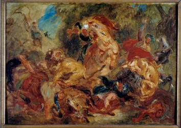 Lejonjakt. Skiss av Eugene Delacroix (1798-1863)