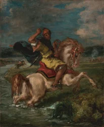 Marockansk ryttare som korsar en Ford, ca 1850 (olja på duk)