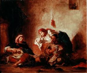 Orientalism: "" Judiska musiker i Mogador, Marocko"" Målning av Eugene Delacroix (1798-1863) 1800-talets sön. 046x0,55 m Paris, Louvren