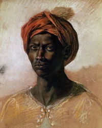 Porträtt av en turk med turban, cirka 1826