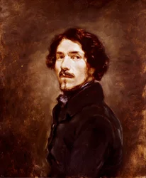 Självporträtt vid 44 års ålder Målning av Eugene Delacroix (1798-1863) 1842 cirka Florens, Galleria degli Uffizi (Kontor)