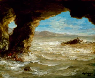 Skeppsbrott vid kusten, 1862