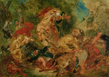 Studie för Lejonjakten, 1854