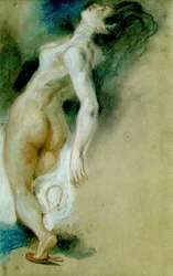 Studie till Sardanapalus död (pastell, röd- och vitkrita på papper)