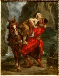 Den barmhärtige samariten. Målning av Eugène Delacroix (1798-1863)
