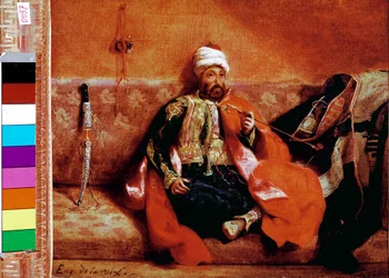 Turkisk rökning på en soffa. Målning av Eugene Delacroix (1798-1863)