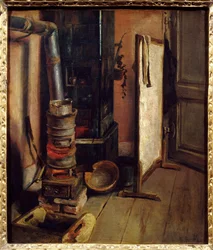 Verkstadshörna, målarkaminen av Eugene Delacroix (1798-1863). 1800-talets sön. 0,51 x 0,44 m. Paris. Louvren