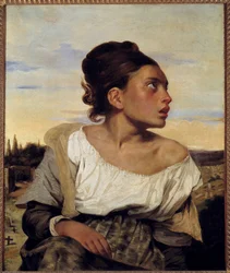Ung föräldralös på kyrkogården. Målning av Eugène Delacroix (1798-1863), 1824. Duk, 0,65 x 0,54 m