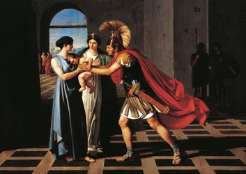 Andromache avlyssnar Hector vid Scaean Gate