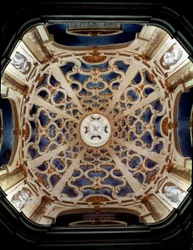 Barockkonst: Vault of the Church of the Assunta decoree av Ferdinando Maria Galli dit Ferdinando Galli da Bibiena (1657-1743) Sabbioneta Italien