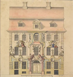 Arkitektonisk design för en fasad, 1739-69.