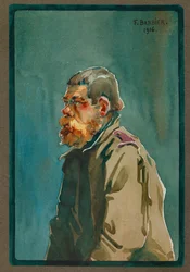 Rysk soldat tillfångatagen 1916, Gustrow (akvarell)