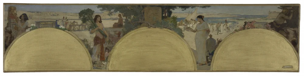 Skiss till Hôtel de Ville de Paris: Skrivandets historia - forntiden, ca 1890 (olja på duk)