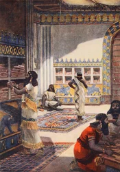 Kung Assurbanipals berömda bibliotek i Nineve, illustration ur ”Hutchinson