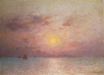 Segling på havet, kväll; Segelbåtar på havet, kväll