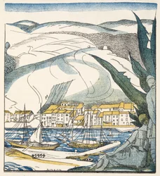 Antibes, från Gazette de Bon Ton, pub. 1920 (stenciltryck)