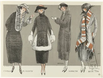 Gazette du Bon Ton, 1920 - nr 7, Croquis Pl XXXIV: Värd / Öl / Värd (titel på objekt)