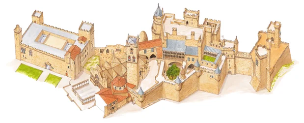 Olite slott. Navarra, Spanien