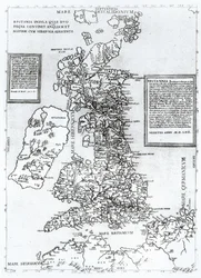 Storbritanniens ø, som indeholder kongerigerne England og Skotland, der støder op til Irland, indgraveret af Paulo Forlani, 1562 (kobberstik) swed