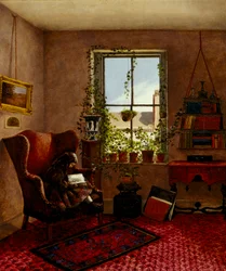 Laura Brown i en vingstol, 1867