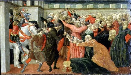 Barnamorden i Betlehem, detalj av en predellapanel, ca 1470