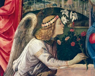 Annunciation and Saints, av Filippino Lippi (1457-ca 1504), olja på duk