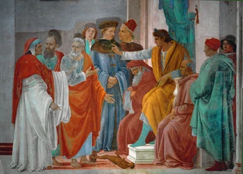 Disputation mellan Sankt Petrus, Sankt Paulus och trollkarlen Simon Magus (fresk)