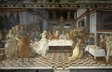 Herodes bankett, avsnitt av Johannes Döparens liv, ca 1452-64 (fresk)