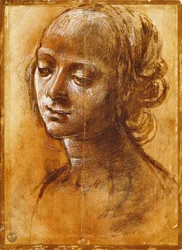Kvinnlig figur, av Filippino Lippi (1457-ca 1504), teckning