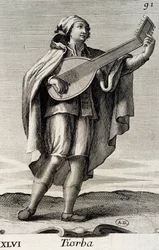 Man spelar theorbo