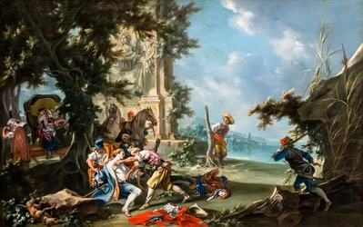 Rånarnas överfall, cirka 1735/40 (Målning )