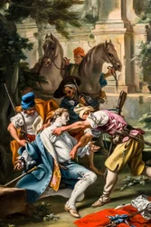 Rånarnas överfall, cirka 1735/40 (Målning )