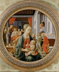 Madonna och barn; scener ur den heliga Annas liv (tempera på trä)