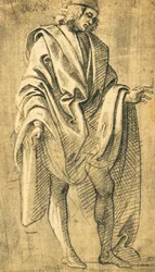 Studie av mänsklig mansfigur, blyertsteckning av Filippo Lippi (ca 1457-1504)